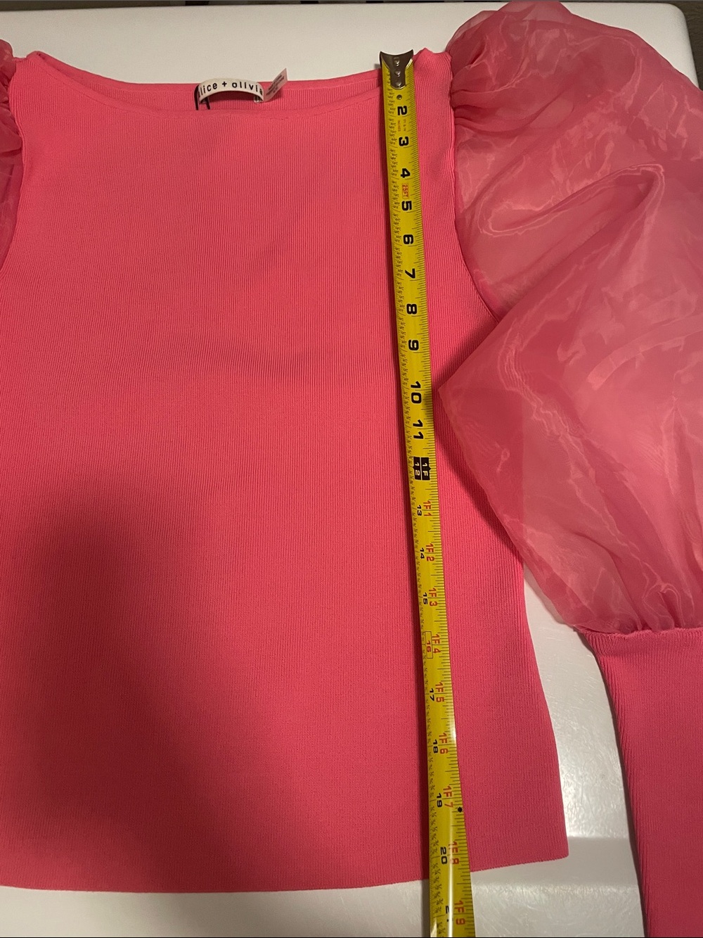 Alice + Olivia French Rose Pink Puff-Sleeve Scoop Neck Sweater - Picture 4 of 15